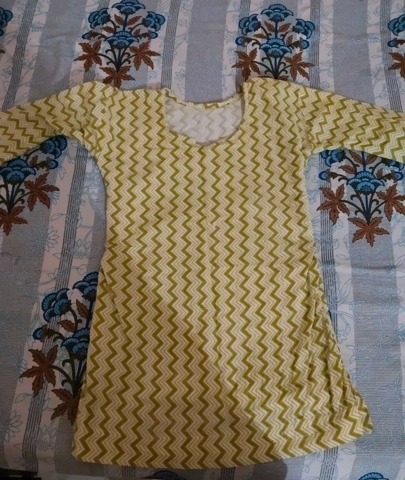Chevron Print Lime Green Short Kurti