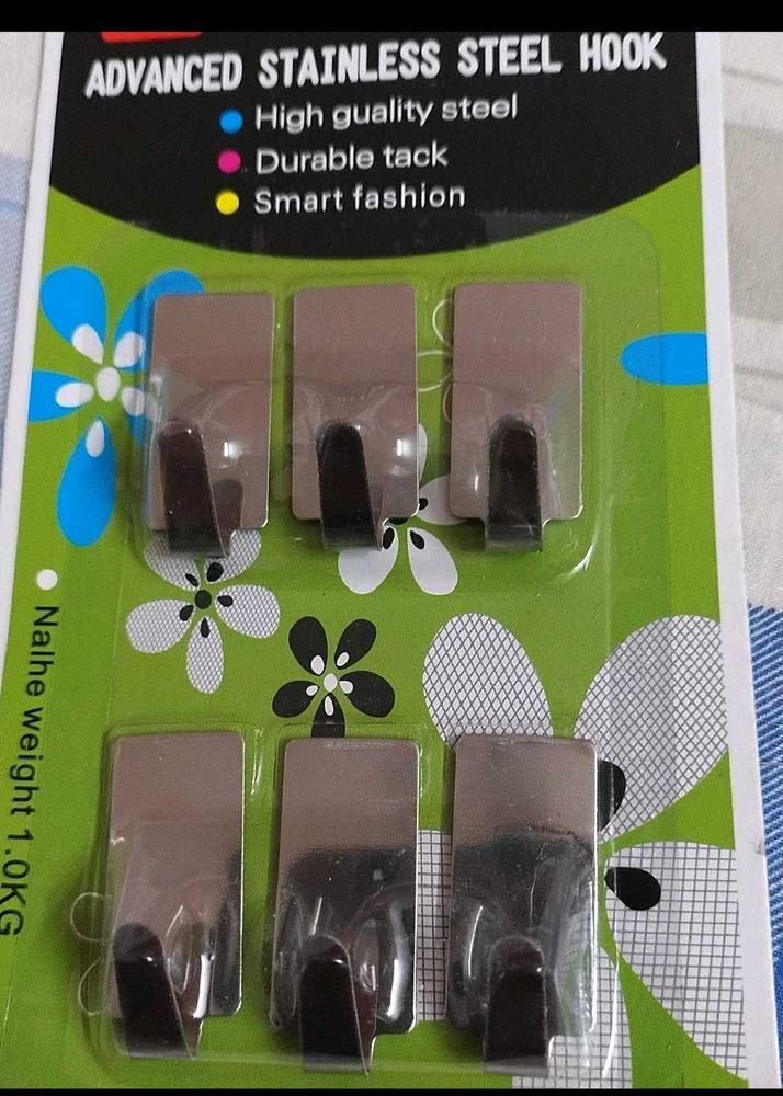 New Packed 6 Pc Adhesive Hooks