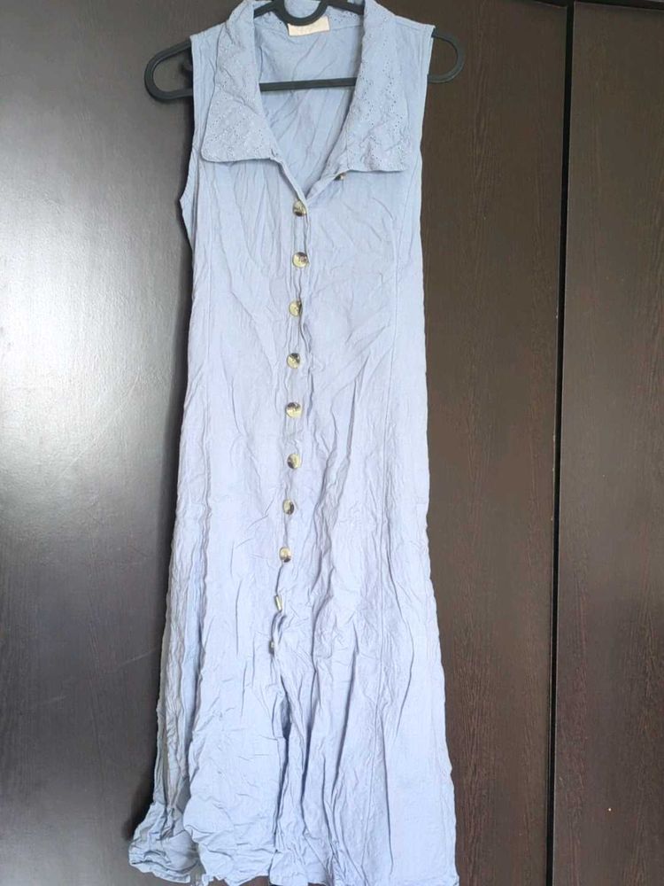 Blue Button-Down Dress