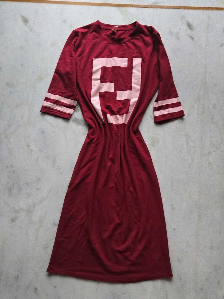 Maroon T-Shirt Dress