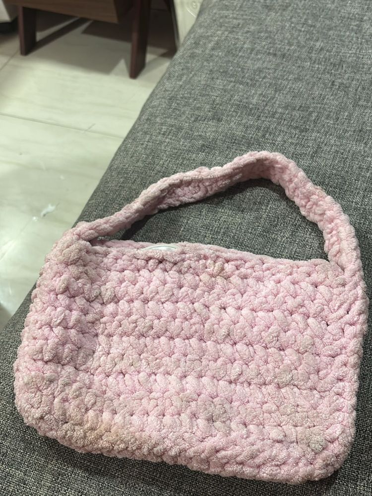 Pink Wool Handbag.