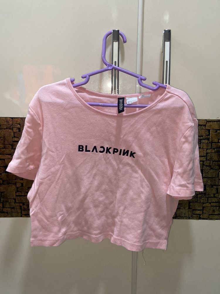 h&amp;m / black pink brand cropped tshirt