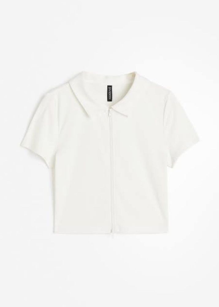 White Double Zip-Up Polo Shirt