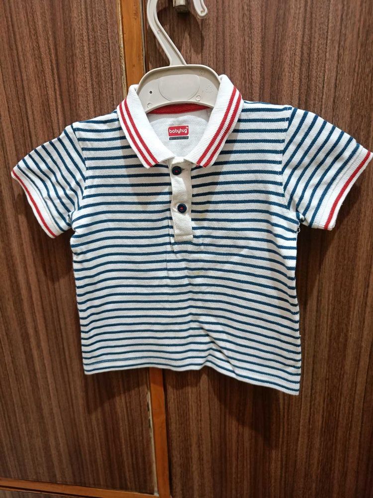 Striped Black And White Polo Tshirt