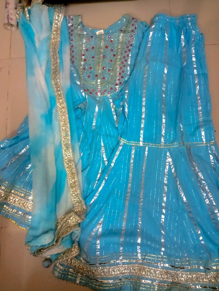 Blue Embroidered Kurta Set
