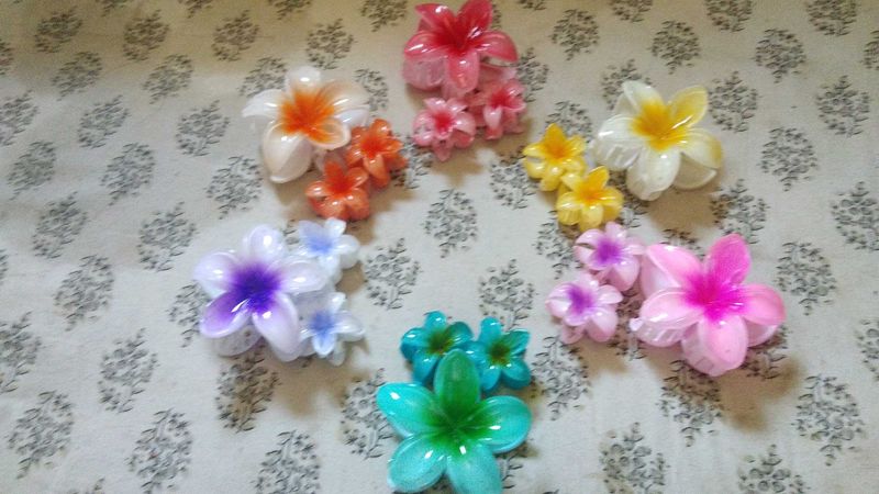 Colorful Flower Hair Clip Set (1big 2small)