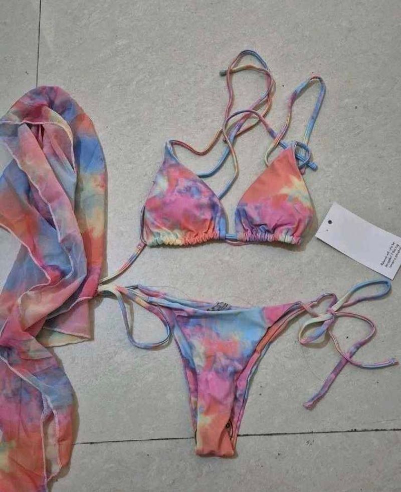 3pc String Tie-dye Bikini Set
