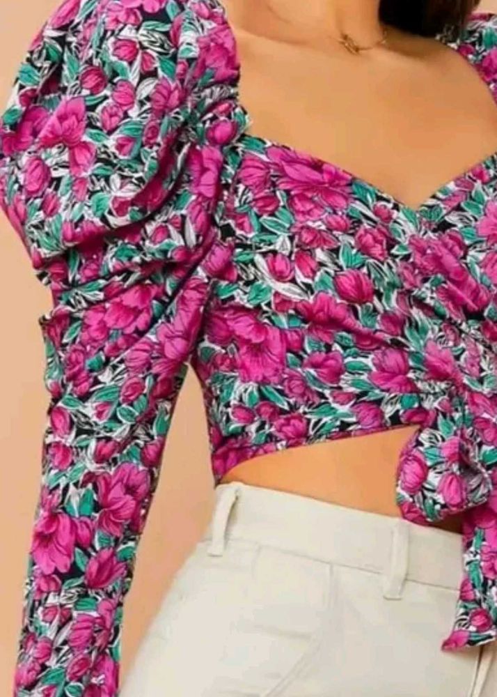 Sweetheart Neck Crop Top With Back Knot