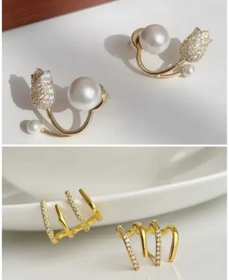 Pearl &amp; Crystal Ear Cuff Set