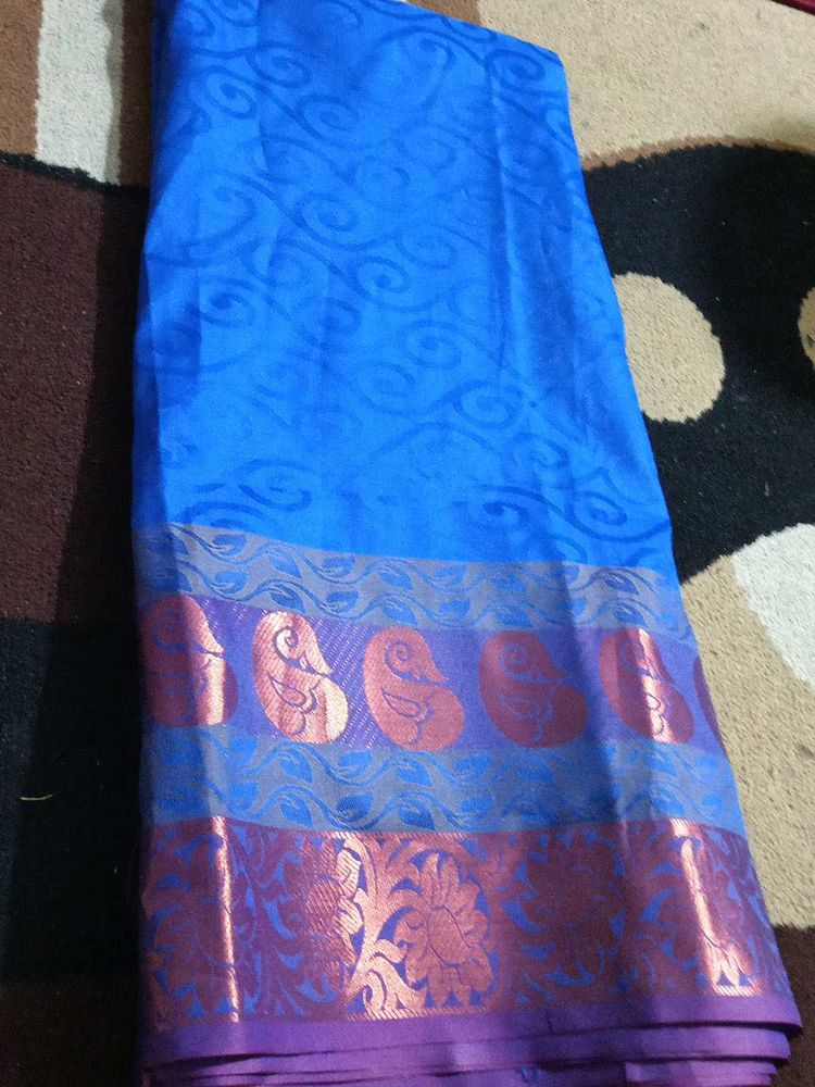 Blue Printed Saree