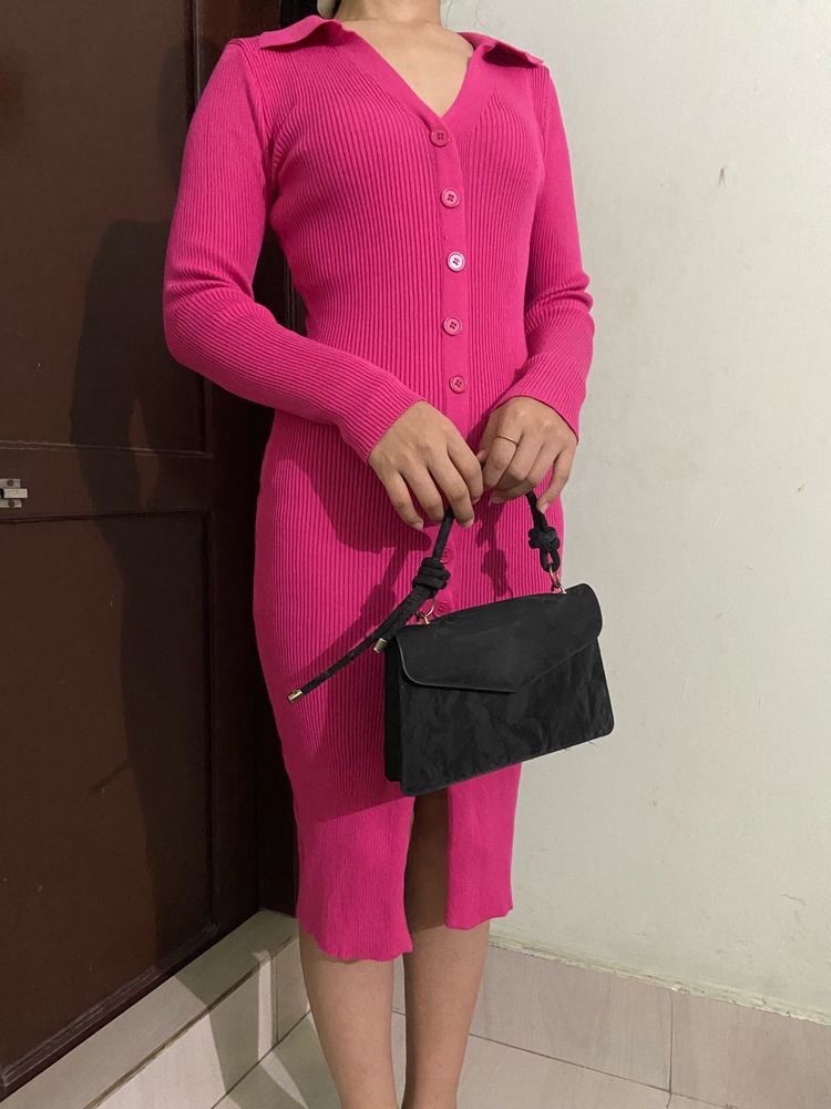 Pink Knit Bodycon Dress