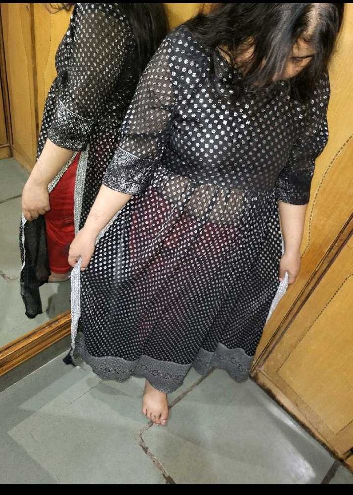 Black Polka Dot Kurta naira kurti long