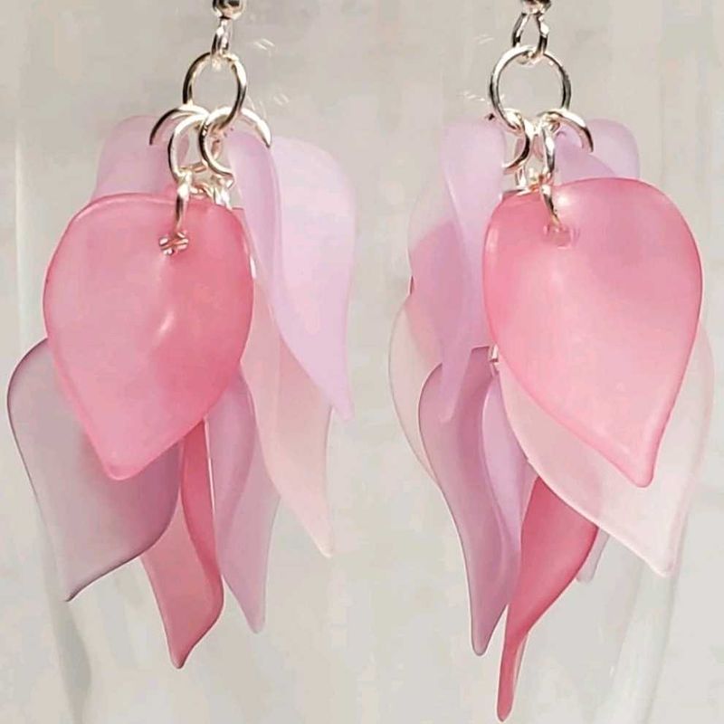 Pink Leaf Drop Earrings