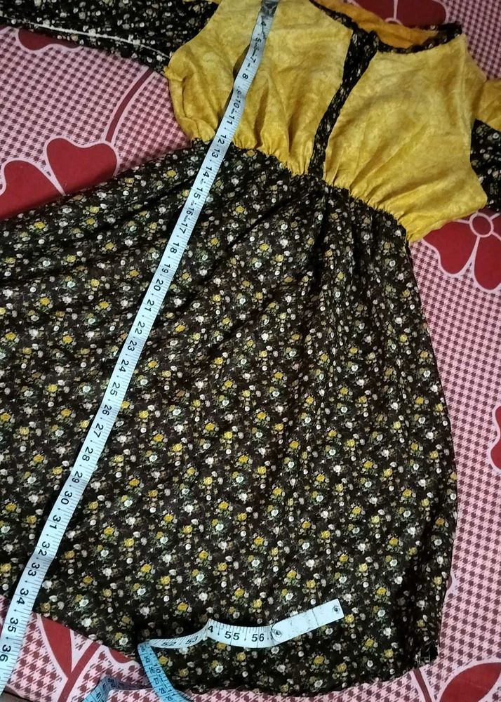 Floral Print Dress with Mustard Top