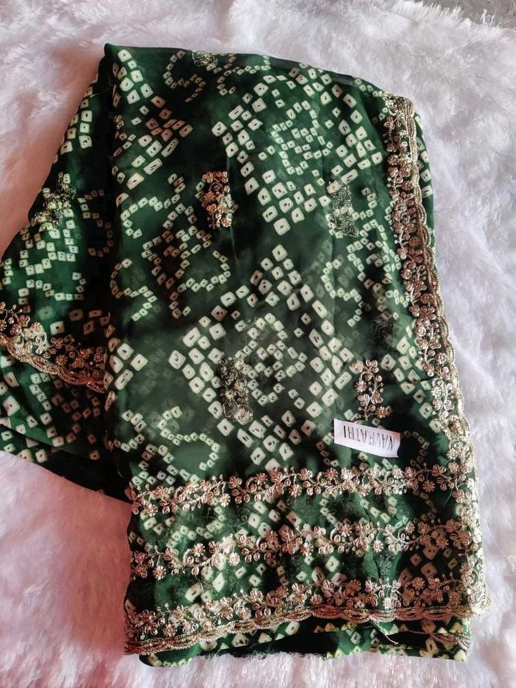 Green Bandhani Saree