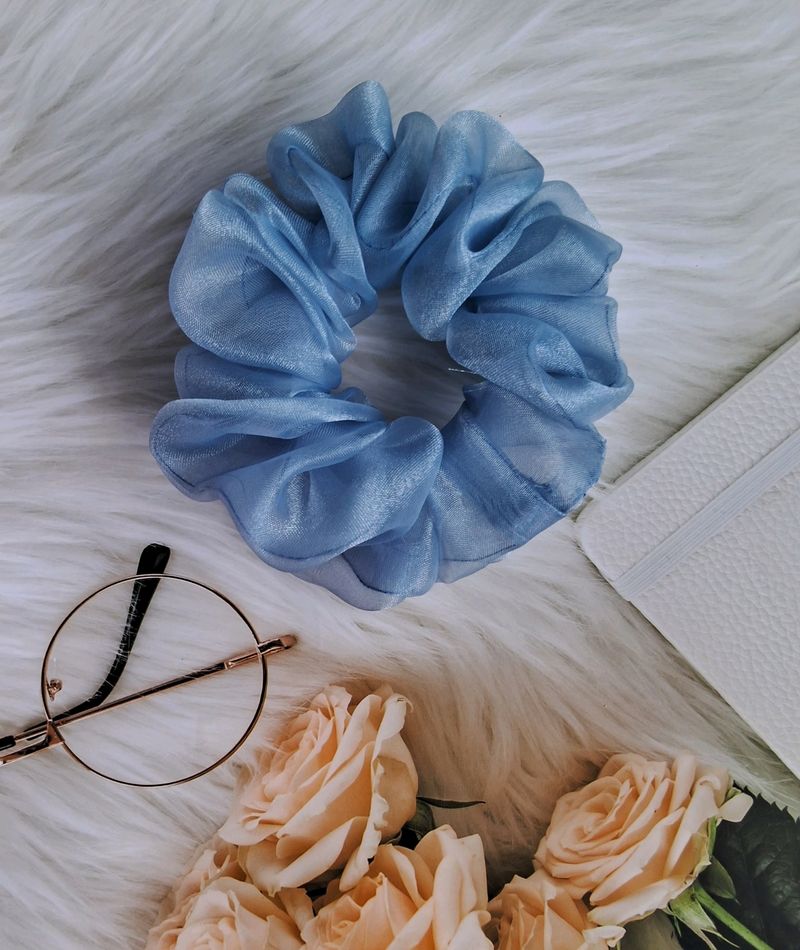 Light Blue Organza Scrunchie