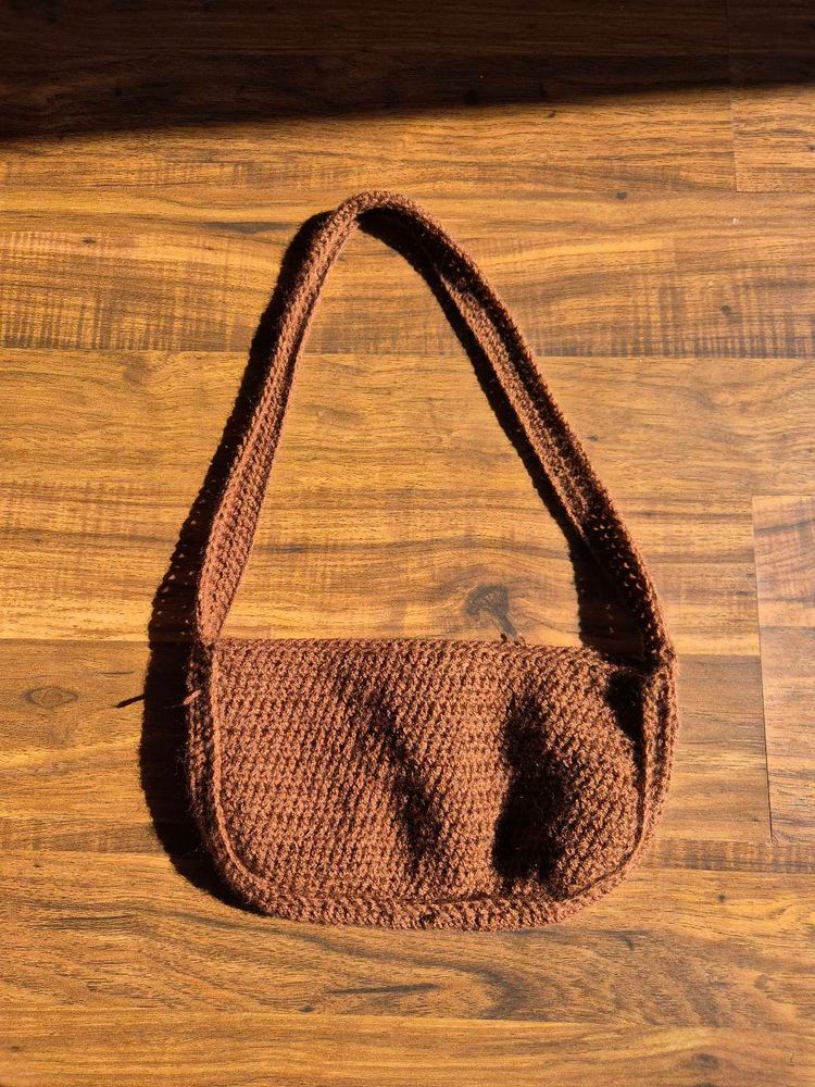 Brown Crochet Handbag