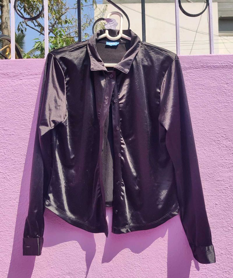 Satin Button-Down Shirt