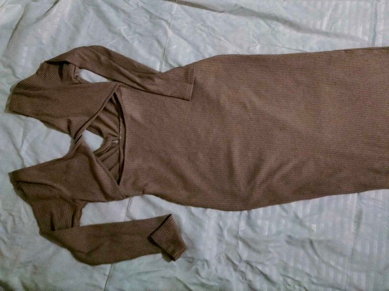 Stylish Brown Knit Dress