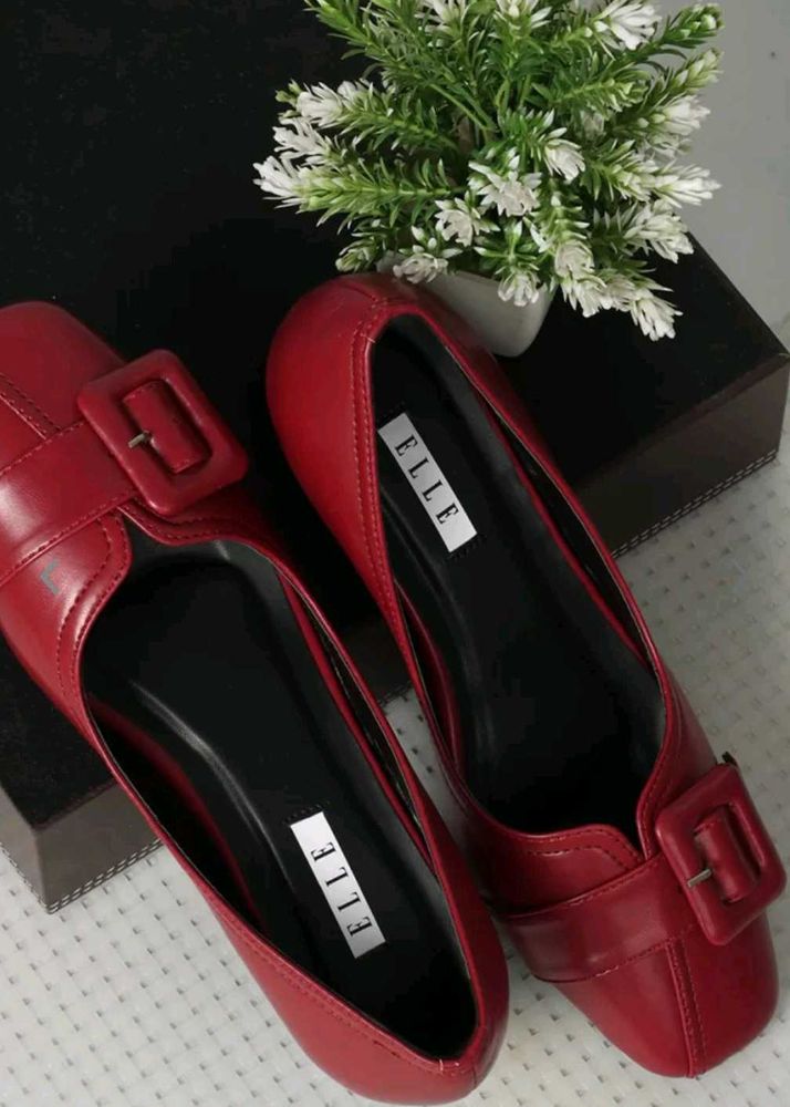 ELLE Embellished Maroon Block Pumps