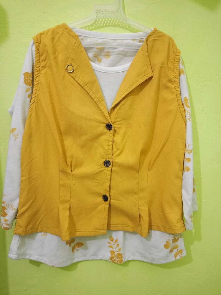 Stylish Yellow &amp; White Top