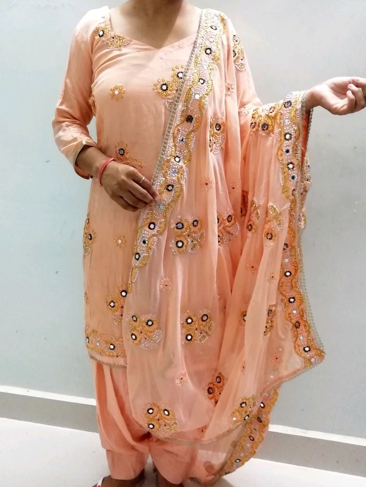 Heavy Work Patiala Kurta Set For Women