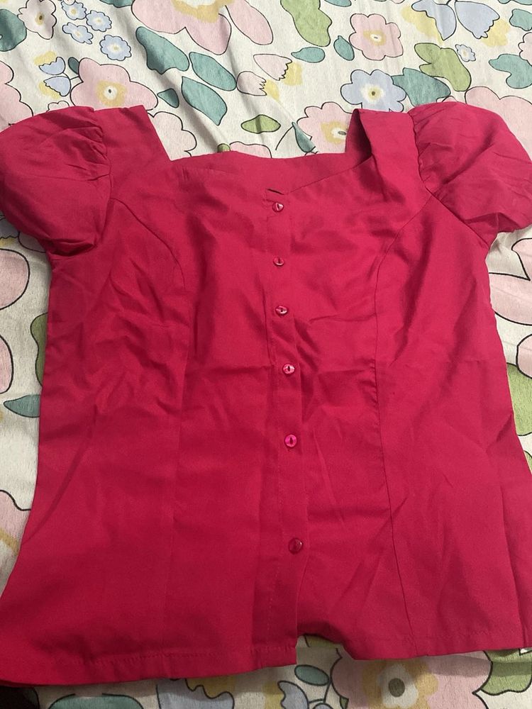 Pink Button-Down Top