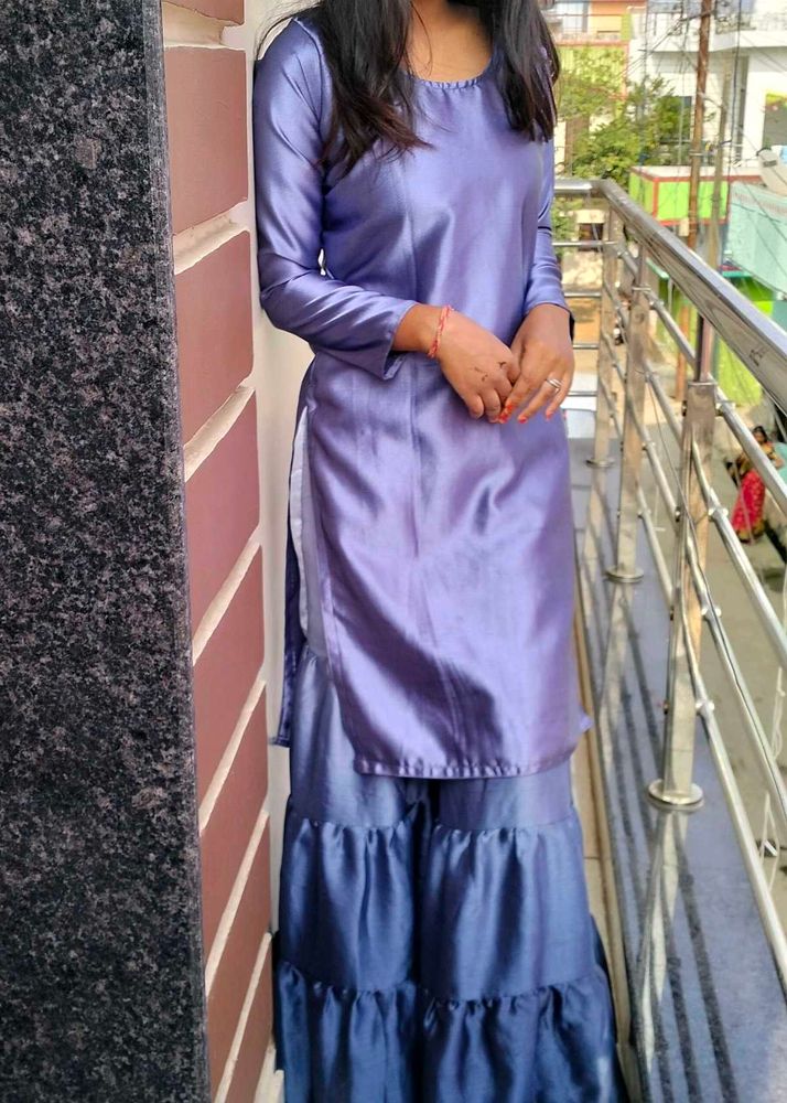 Beautiful Backless Dori Design Kurti &amp; Gharara Set