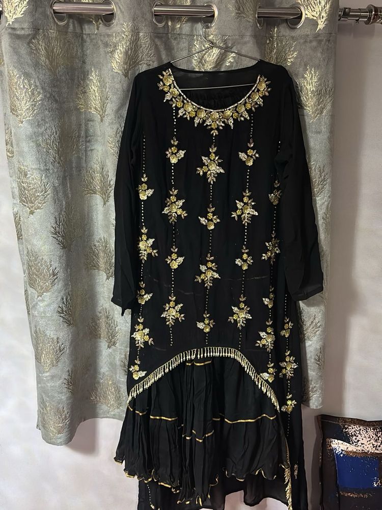 Embroidered Black &amp; Gold Dress
