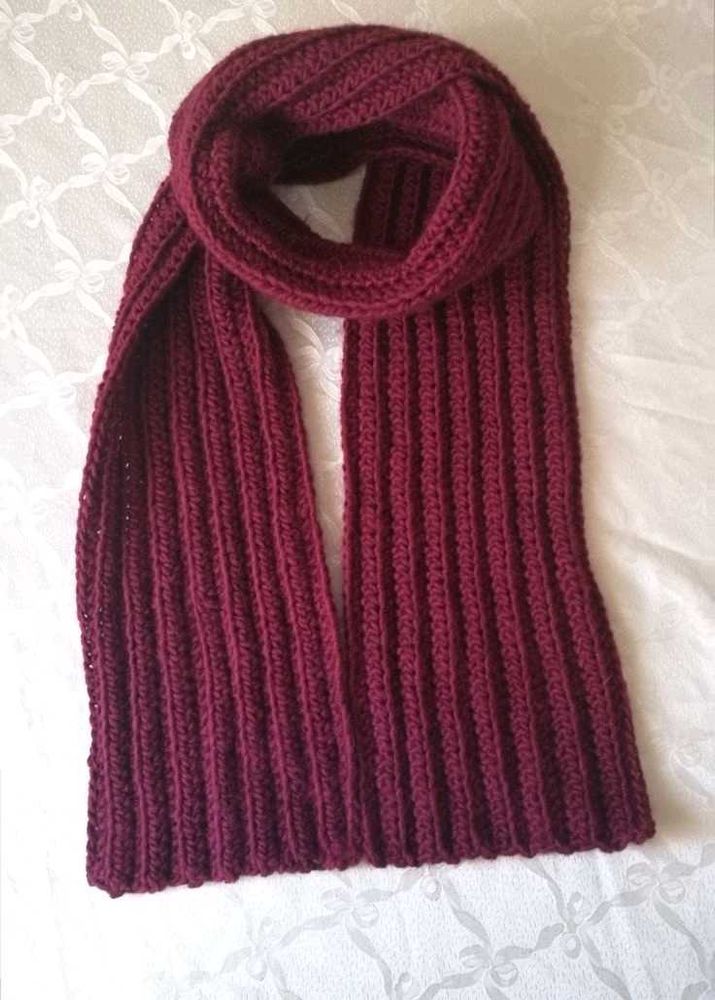 Handmade Knitted Burgundy Scarf