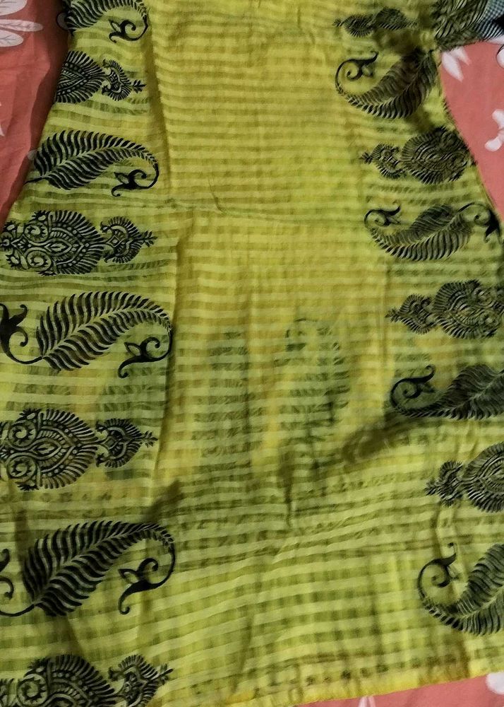 Yellow &amp; Black Printed Kurta