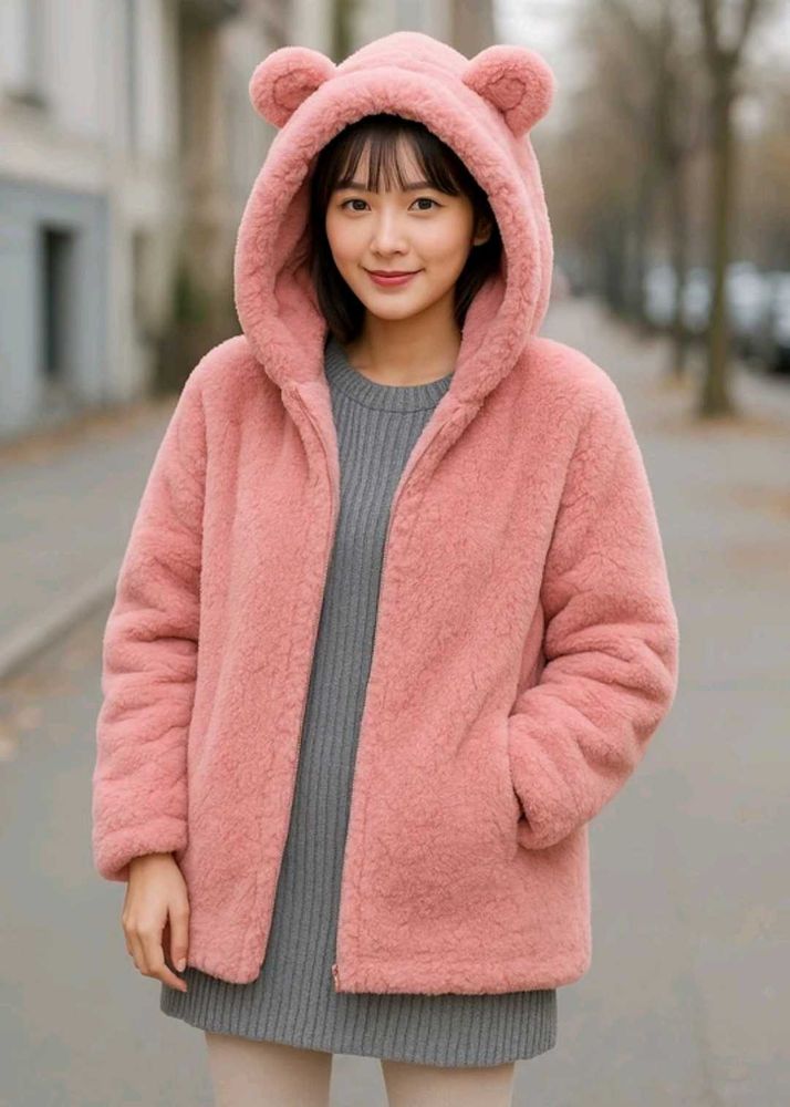 Cute Pink Bear Ear Hoodie(M size)