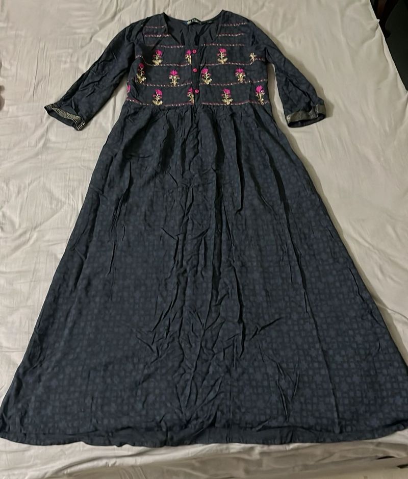 Grey A-line Kurta