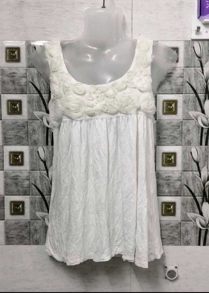 White Floral Sleeveless Top