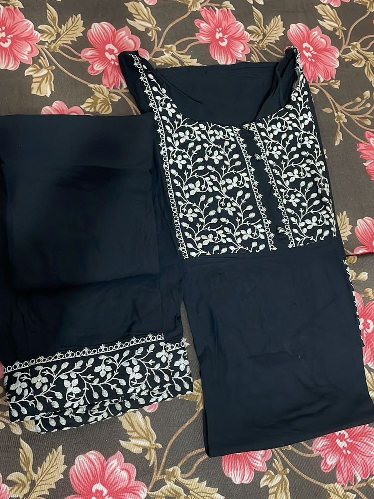 Black Embroidered Kurta Set