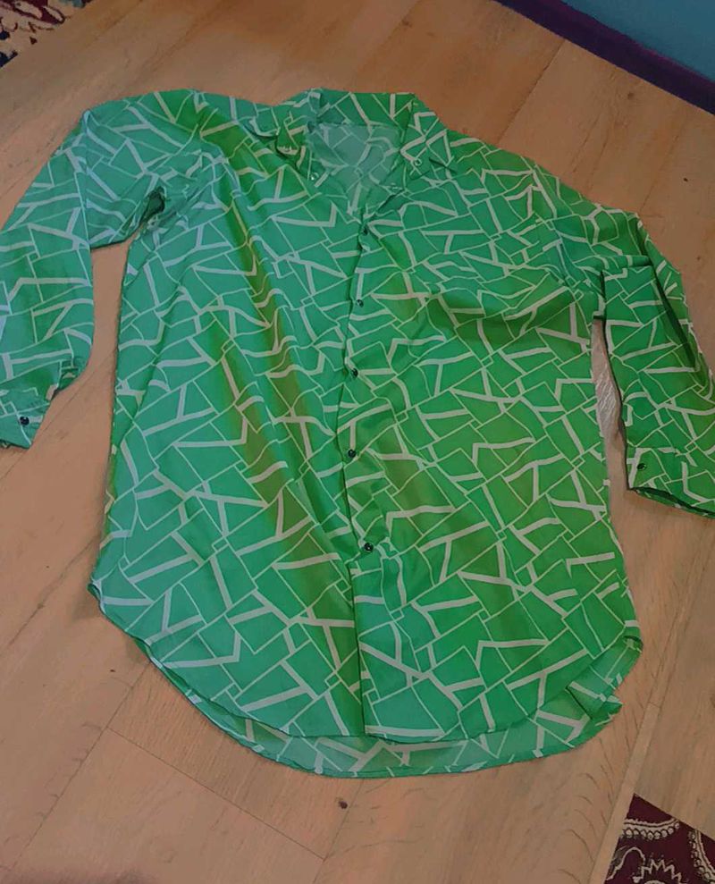 Geometric Shirt With Cotton Blend