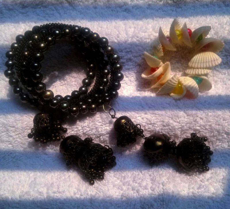 Edgy Oxidised &amp; Seashell Bracelet