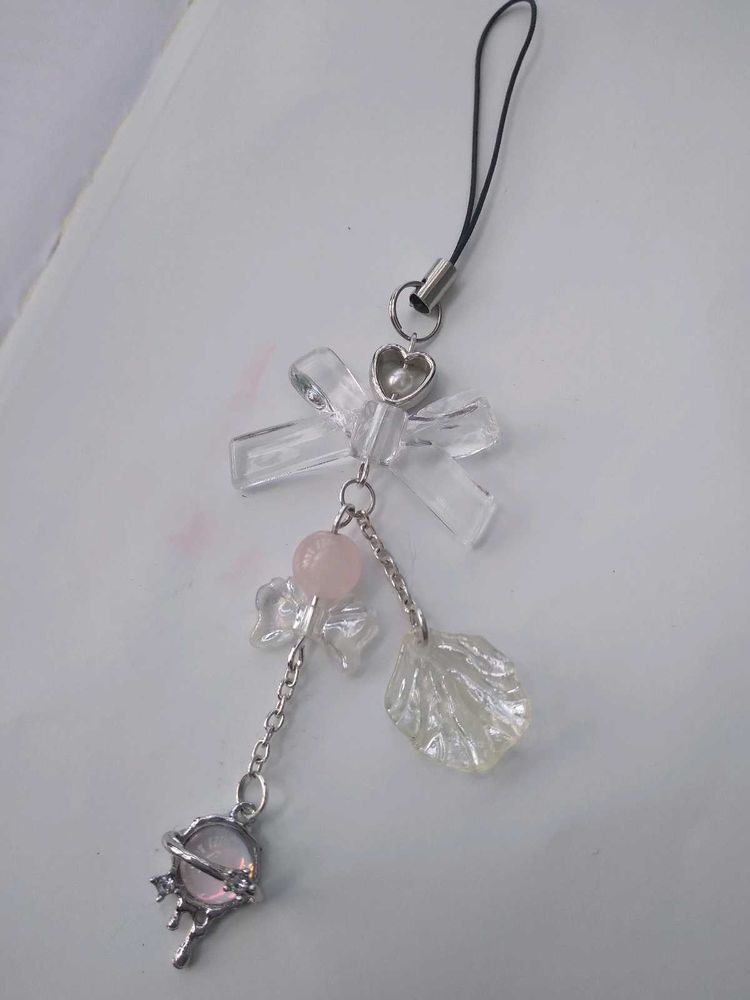 {White&gt;pink Phone Charm}