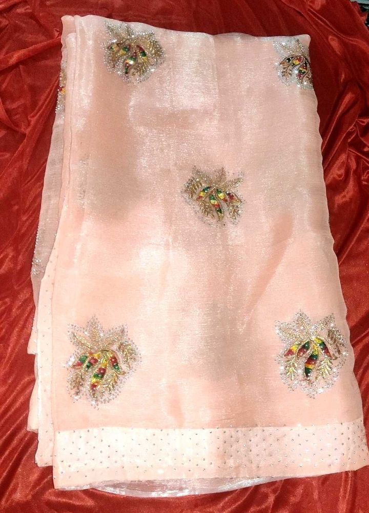 Elegant Peach Saree
