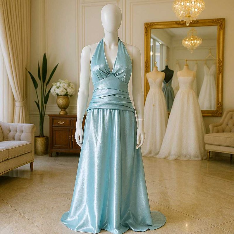 Sale🎉🎊Elegant Blue Halter Gown