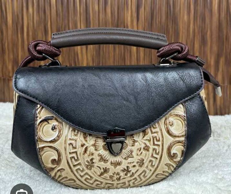 Unique Carved Satchel leather Handbag