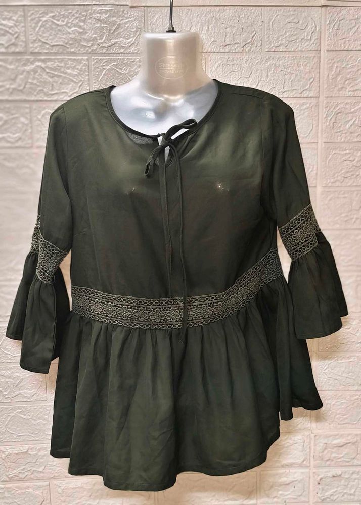 Olive Green Bell Sleeve Top/ Tops For Rs.99 Only
