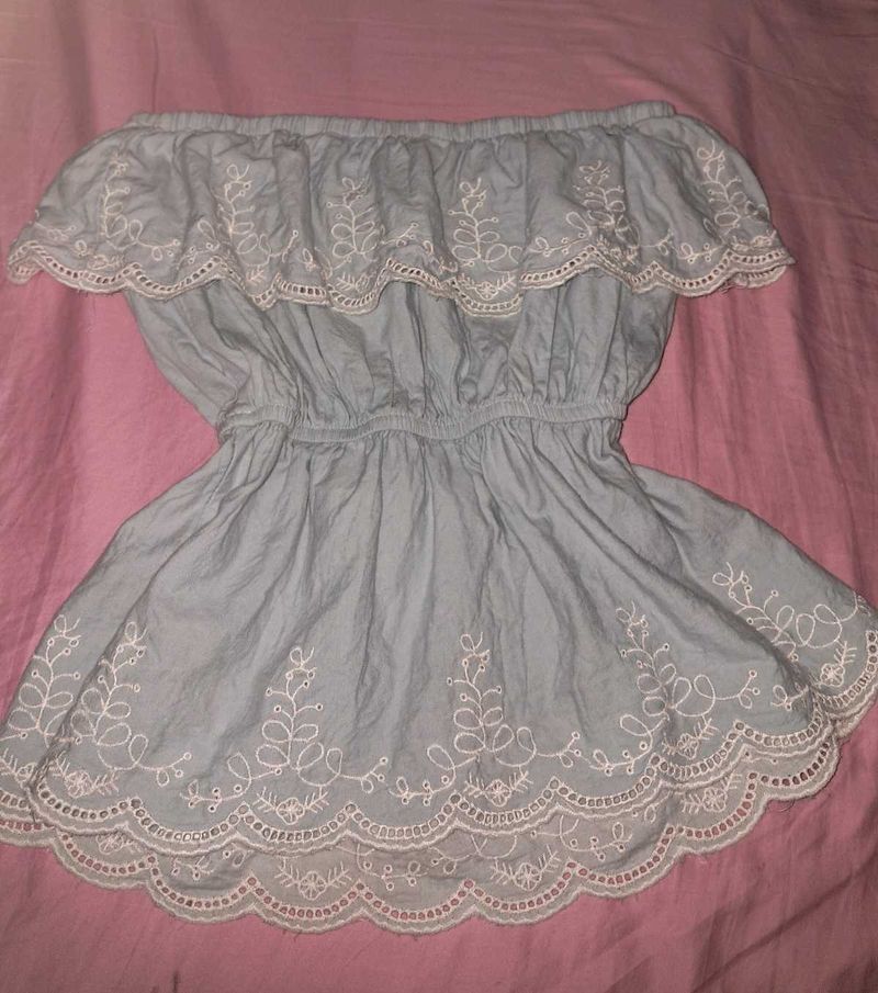 Cute Embroidered Off-Shoulder Top