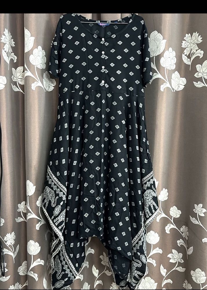 Fashion Black Printed Kurta