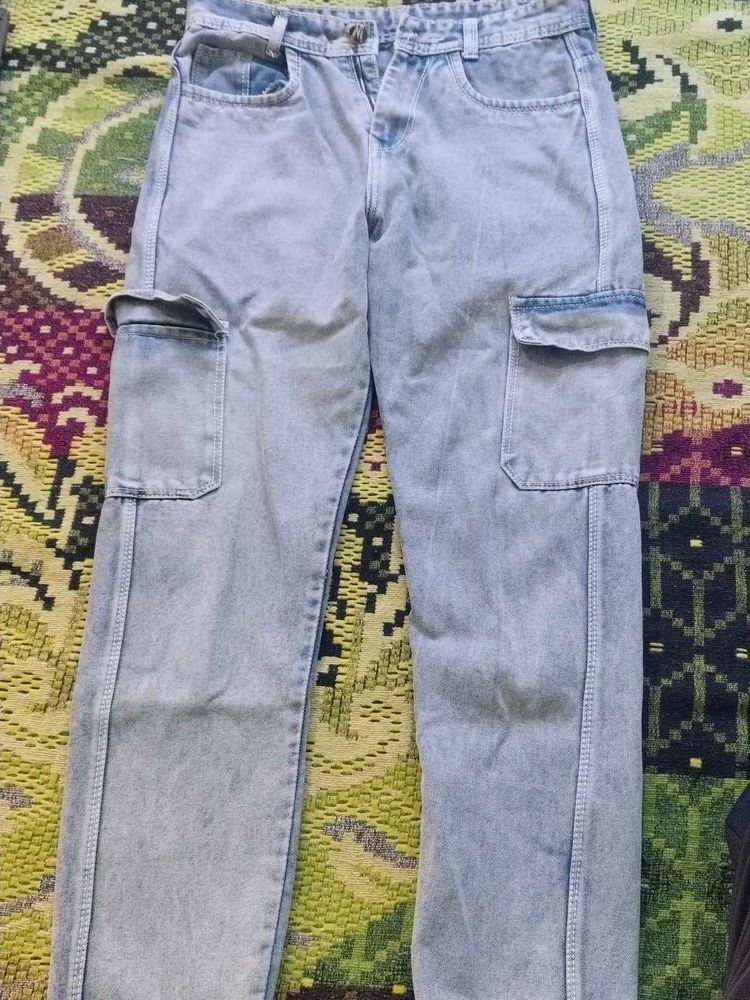 Light Wash Cargo Jeans