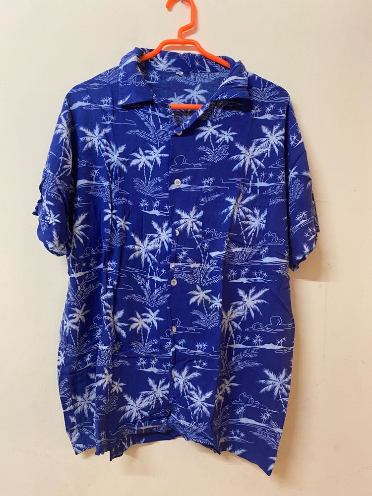 Blue Palm Print Shirt