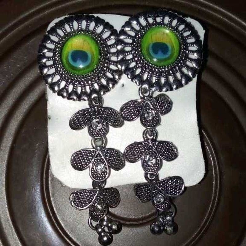 Peacock Feather Dangle Earrings