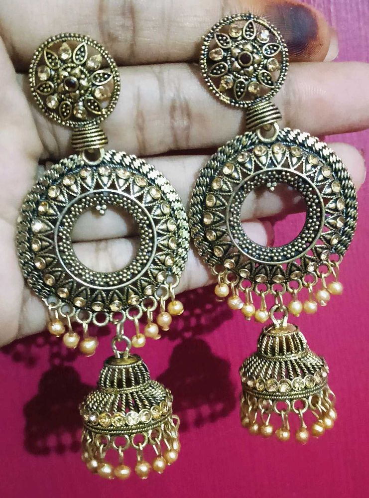 Gold Jhumka Earrings