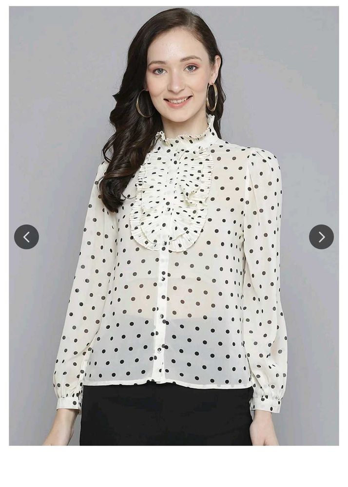 Polka Dot Ruffle Blouse