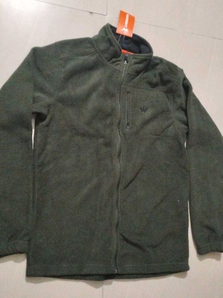 Olive Green Fleece sweater jacket
